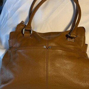 Tignanello Brown Soft Pebbled  Leather 2 way handbag EUC